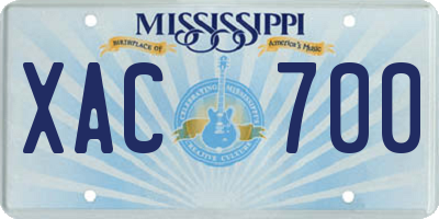 MS license plate XAC700