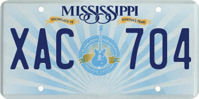 MS license plate XAC704
