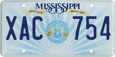 MS license plate XAC754