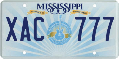 MS license plate XAC777