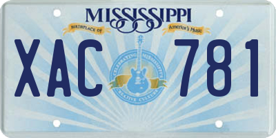 MS license plate XAC781