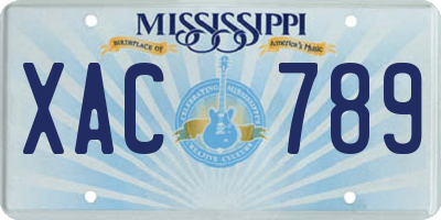MS license plate XAC789