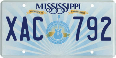 MS license plate XAC792