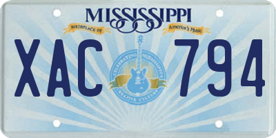 MS license plate XAC794