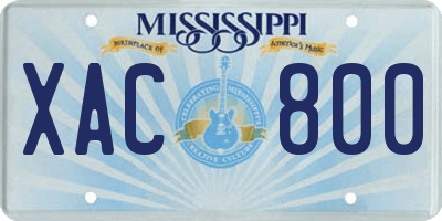 MS license plate XAC800