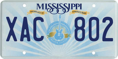 MS license plate XAC802
