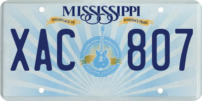 MS license plate XAC807