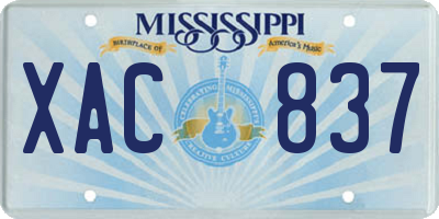 MS license plate XAC837