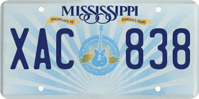 MS license plate XAC838