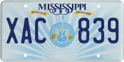MS license plate XAC839