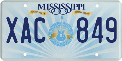 MS license plate XAC849