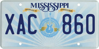 MS license plate XAC860