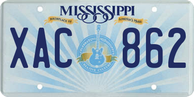 MS license plate XAC862