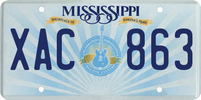 MS license plate XAC863
