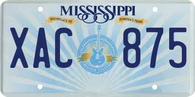 MS license plate XAC875