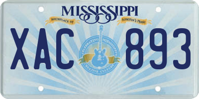 MS license plate XAC893