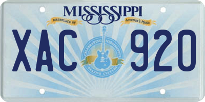 MS license plate XAC920