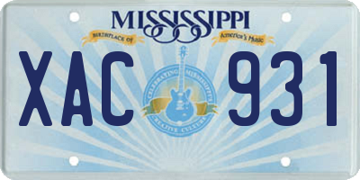 MS license plate XAC931
