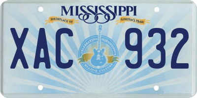 MS license plate XAC932
