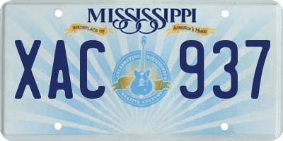 MS license plate XAC937