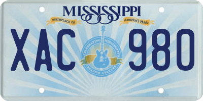 MS license plate XAC980