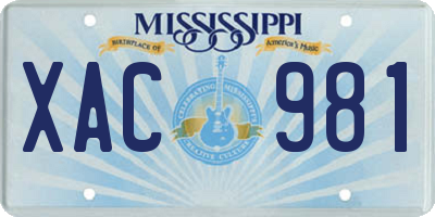 MS license plate XAC981