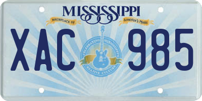 MS license plate XAC985