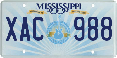 MS license plate XAC988