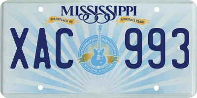 MS license plate XAC993
