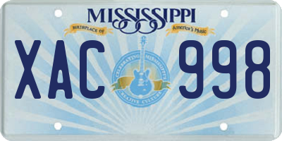 MS license plate XAC998