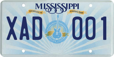 MS license plate XAD001