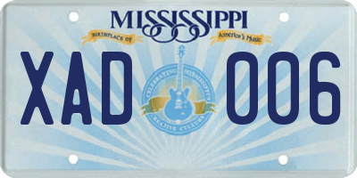 MS license plate XAD006