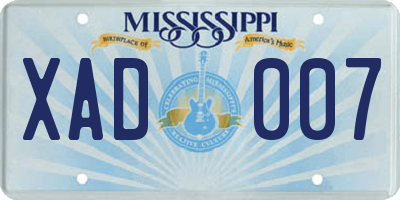 MS license plate XAD007