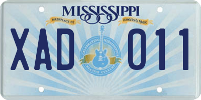 MS license plate XAD011