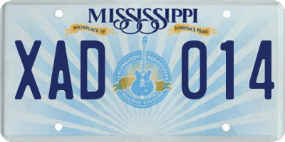 MS license plate XAD014