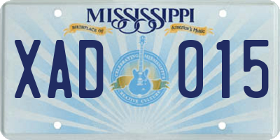 MS license plate XAD015