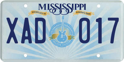 MS license plate XAD017