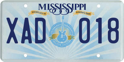 MS license plate XAD018
