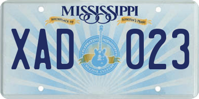 MS license plate XAD023