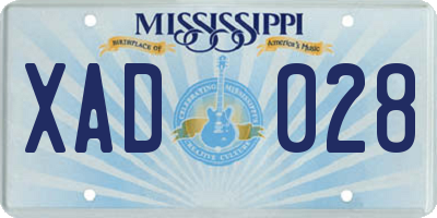MS license plate XAD028