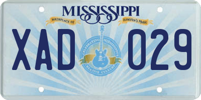 MS license plate XAD029