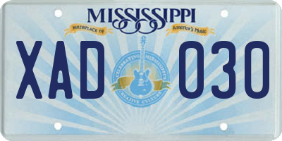 MS license plate XAD030