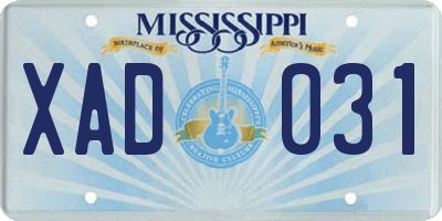 MS license plate XAD031
