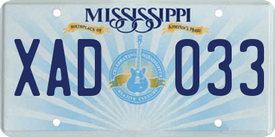MS license plate XAD033