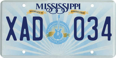 MS license plate XAD034