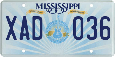 MS license plate XAD036