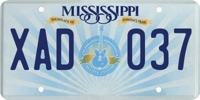 MS license plate XAD037