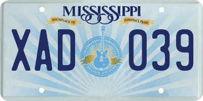 MS license plate XAD039