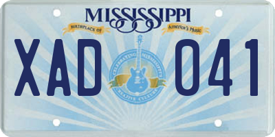 MS license plate XAD041