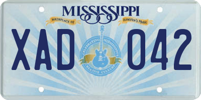 MS license plate XAD042